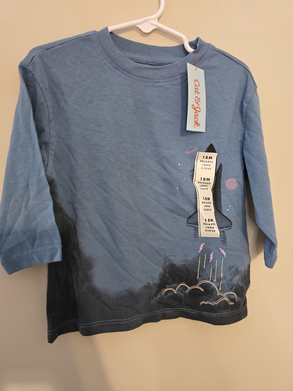 Cat & Jack Light Blue Rocket Launch Long-Sleeve Tee